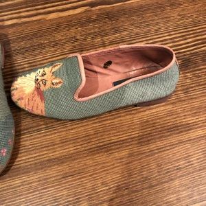 Fox needlepoint shoes